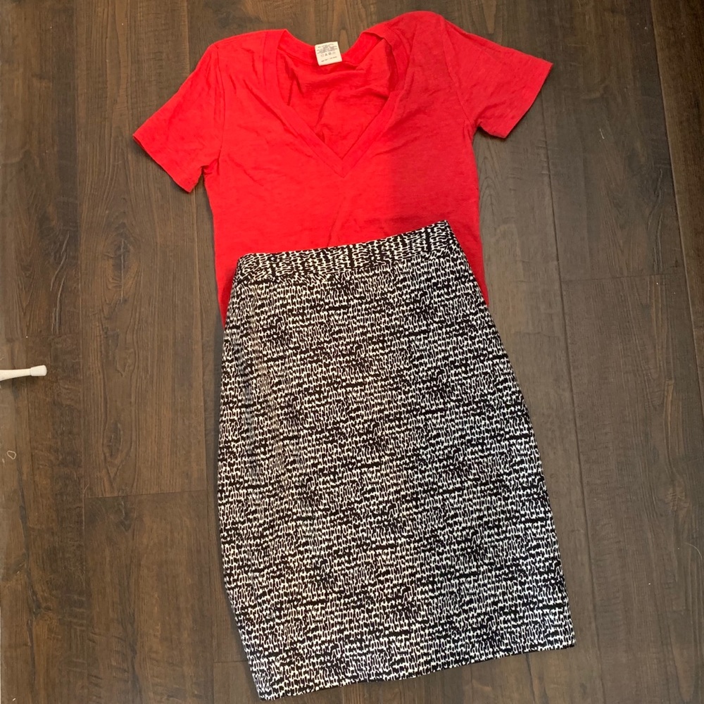 Halogen Pencil Skirt Black and White Print 0